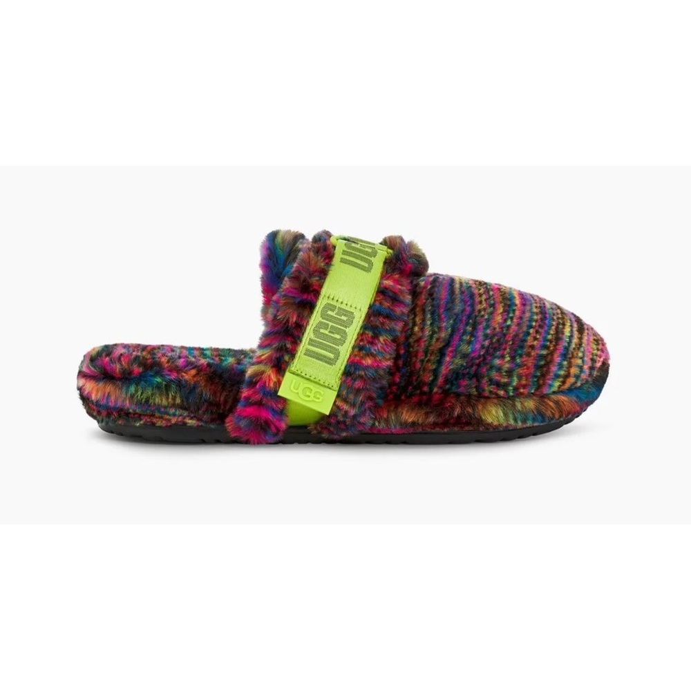 ✔️UGG FLUFF IT PIXELATE UNISEX FAUX FUR SLIDES , CLOGS AND SLIP INS